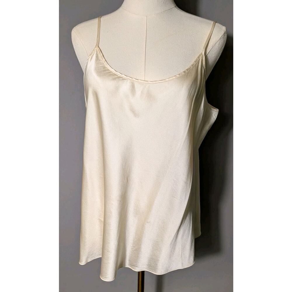Talbots Stretch Silk Camisole Tank Top Cream Ivory Scoop Neck Y2K 90s Luxury L